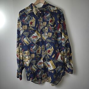 Men's Blue Graphic Dress Shirt